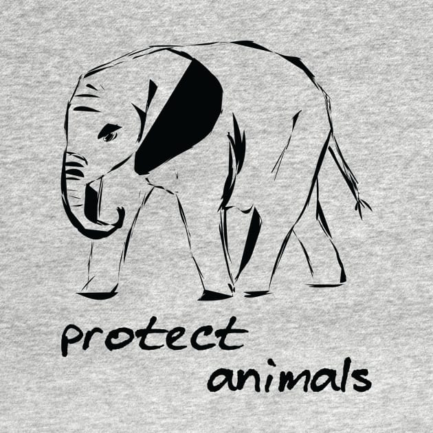 protect animals - elephant ink sketch by Protect friends